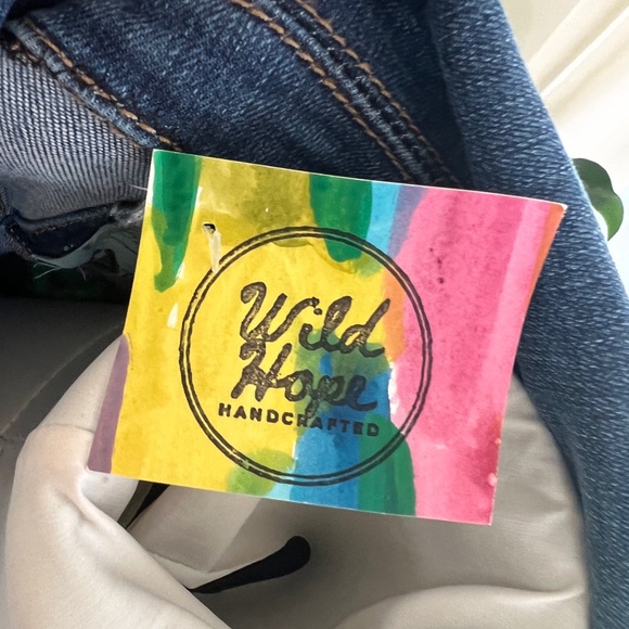 Wild Hope Upcycled Green Patterned Kantha Stretch Jean Jacket M - Picture 13 of 14